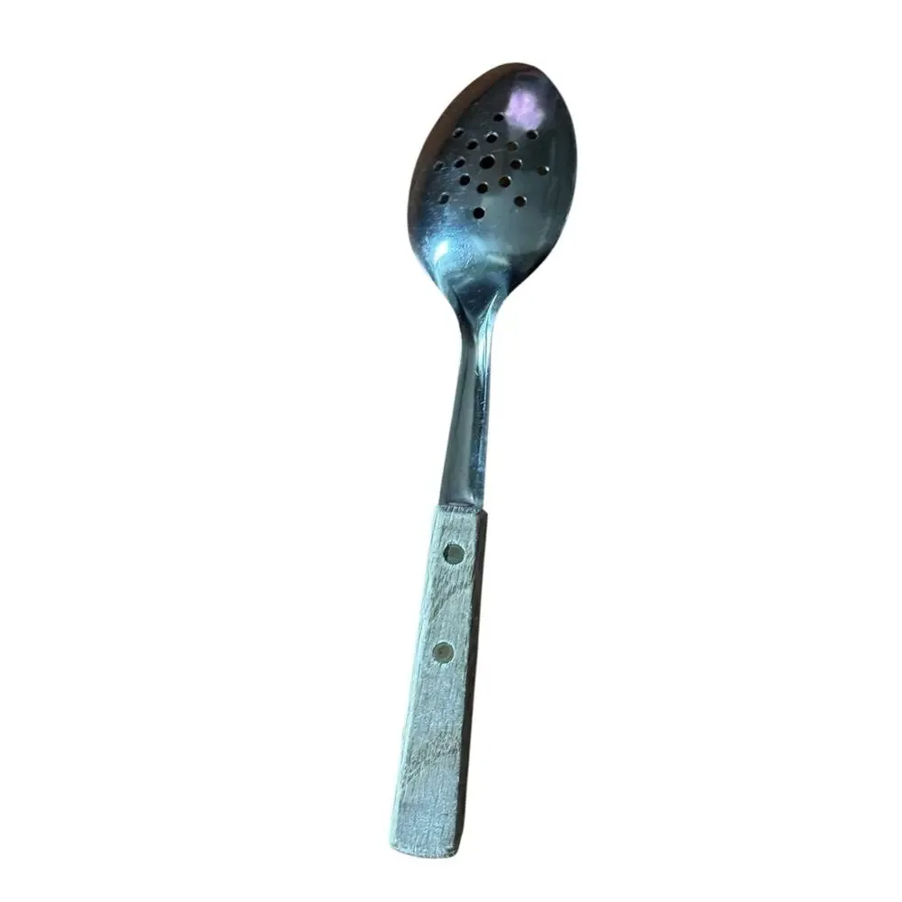 Vintage Ekco Slotted Spoon Wood Handle Kitchen Utensil Mid Century Cooking READ‎